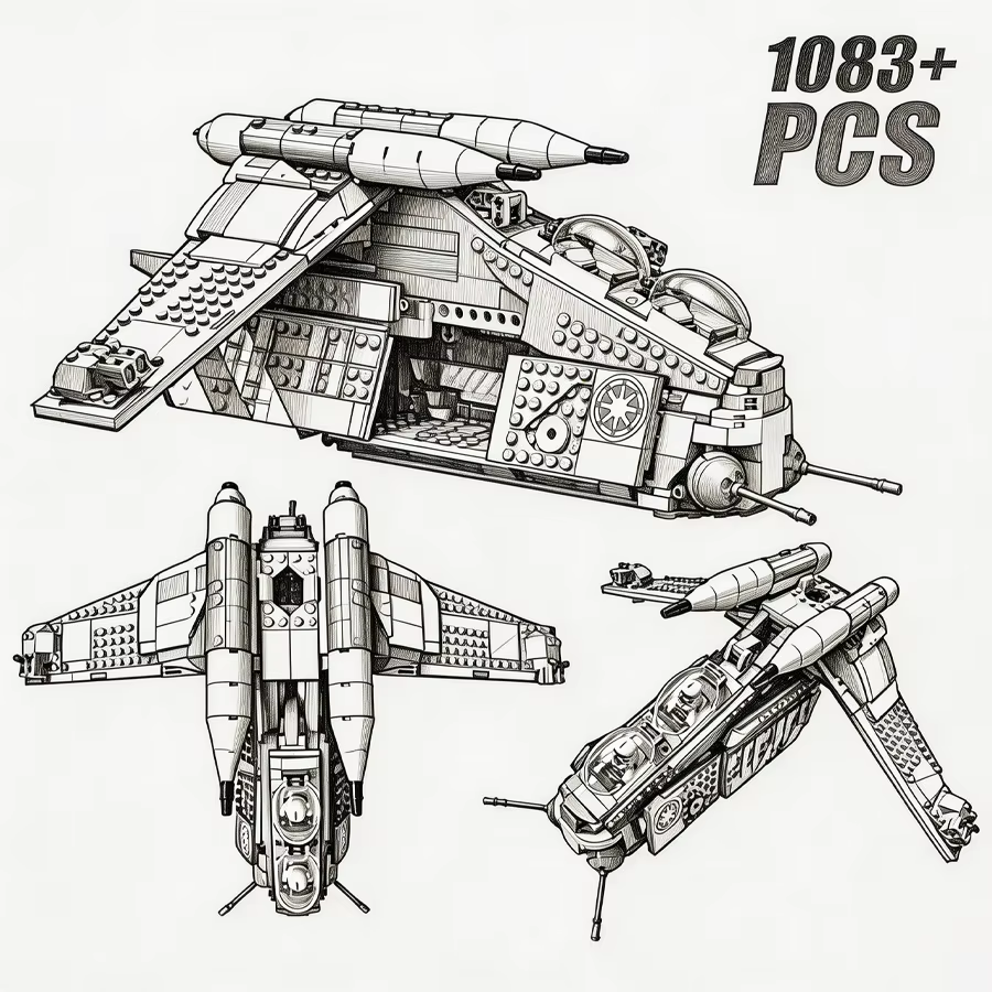 Interior Design Open Space - Technical 1083pcs Space Building Block Toy